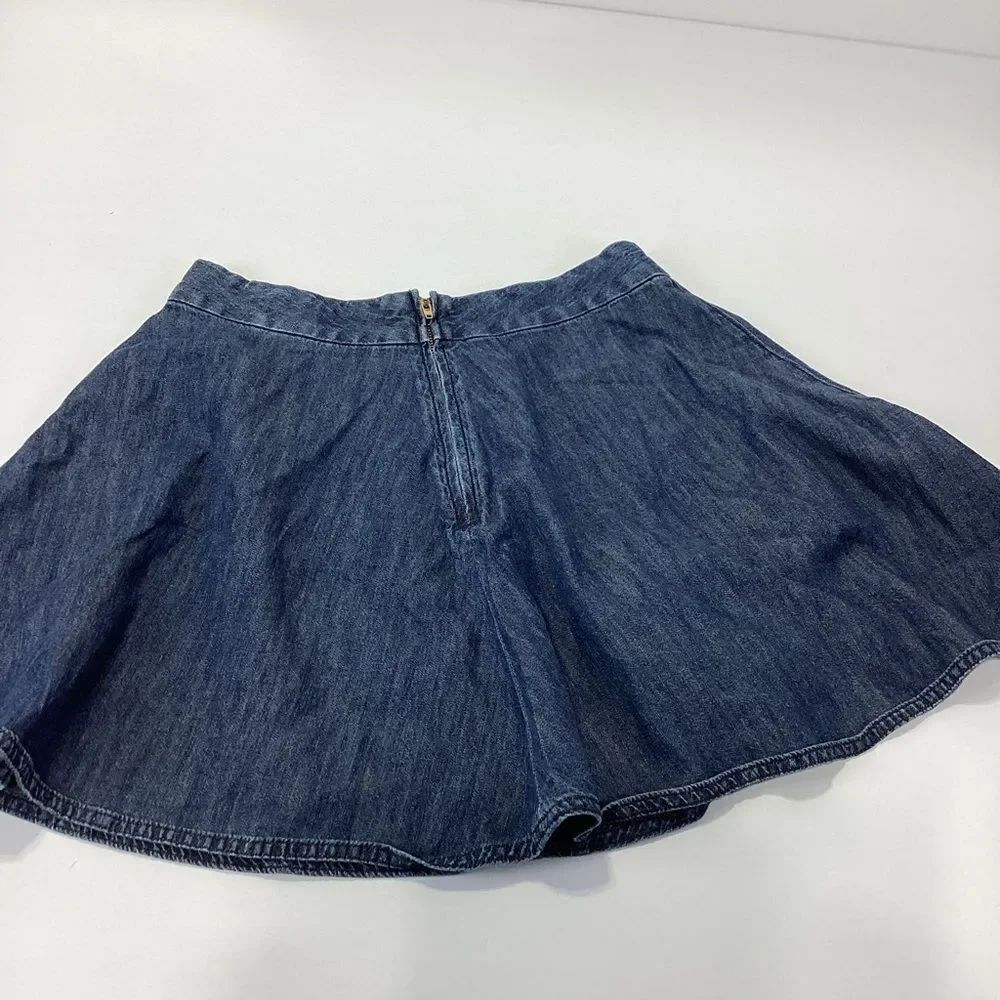 Levis Jean Mini Skater Skirt Flare Blue Denim Medium - Picture 2 of 8